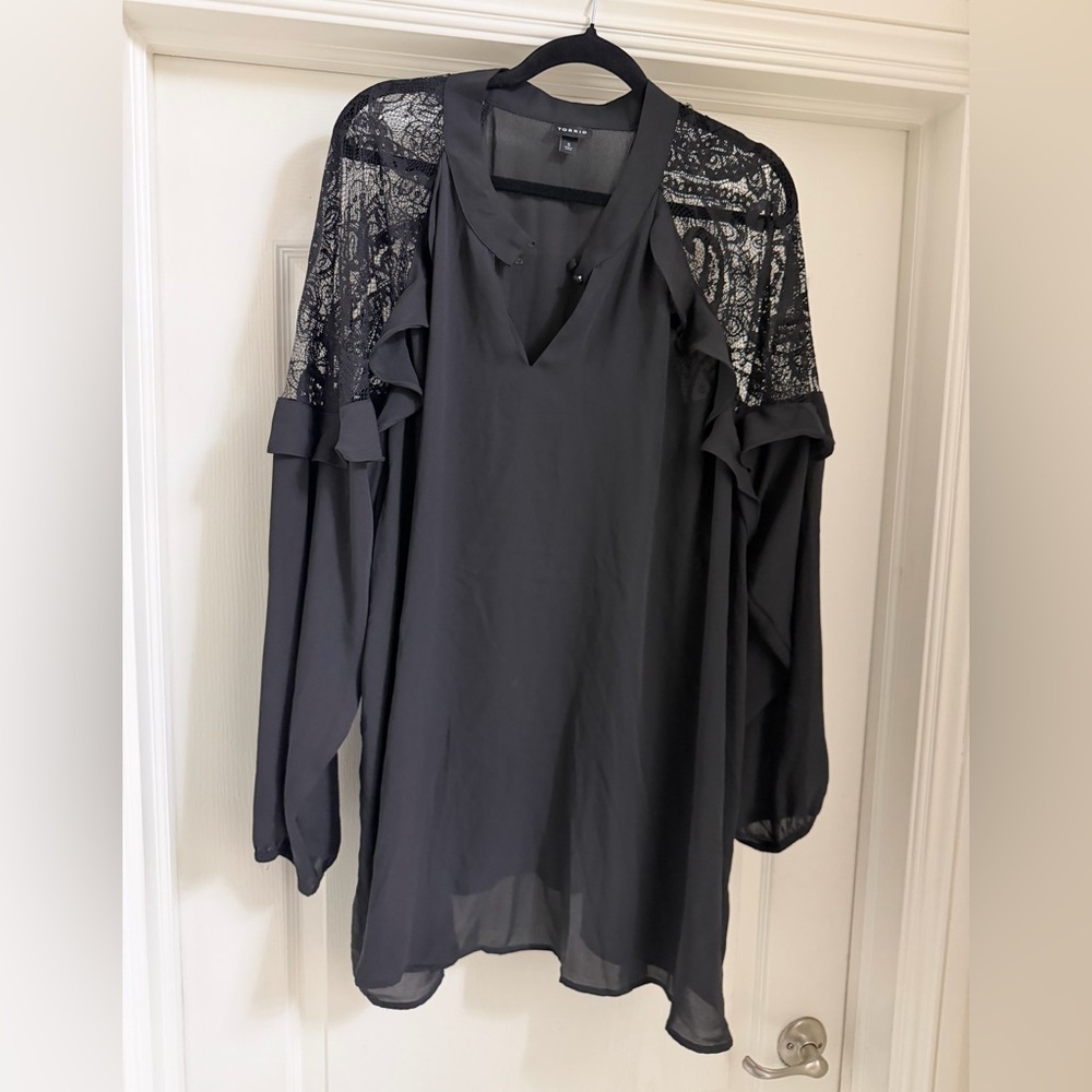 Torrid Black Lace Detail Blouse
